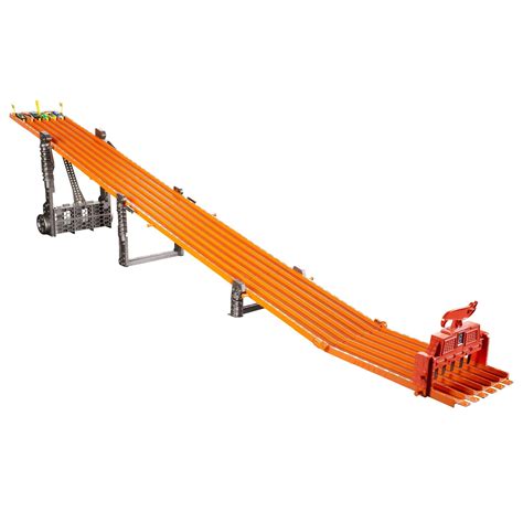 Easy storage and simple fold-up for transport and on the go. . Hot wheels 6 lane race track